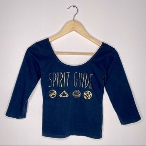 Urban Outfitters Life Clothing Co. Navy Boatneck 3/4 Sleeve Top Size S